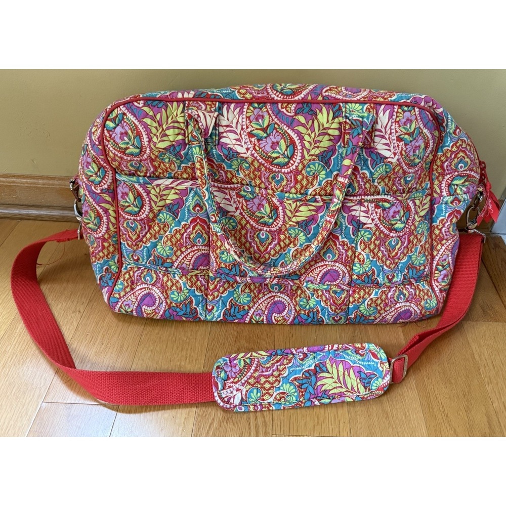 Vera Bradley RETIRED PRINT Paisley in Paradise Large Travel Duffle Bag  EUC